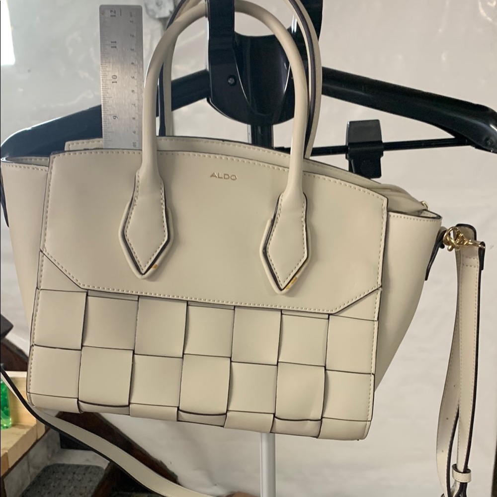 Aldo Cream Satchel with Woven Design